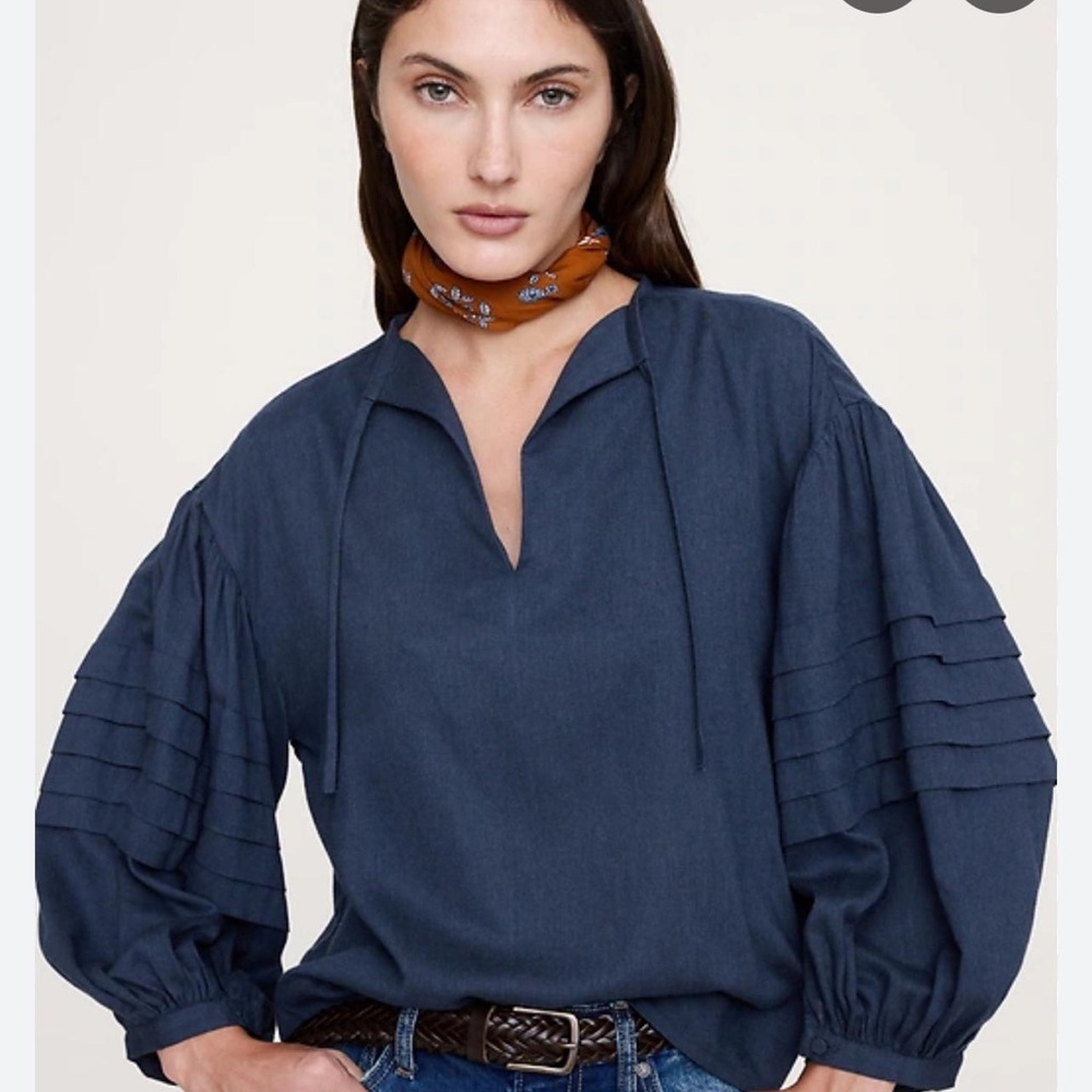 Banana Red Linen Peasant Blouse